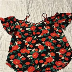 Kaileigh Black and Red Floral Blouse